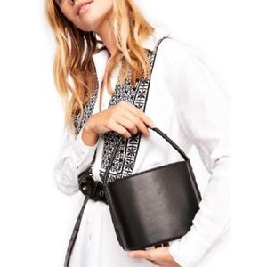 Free people vegan leather black bucket bag purse